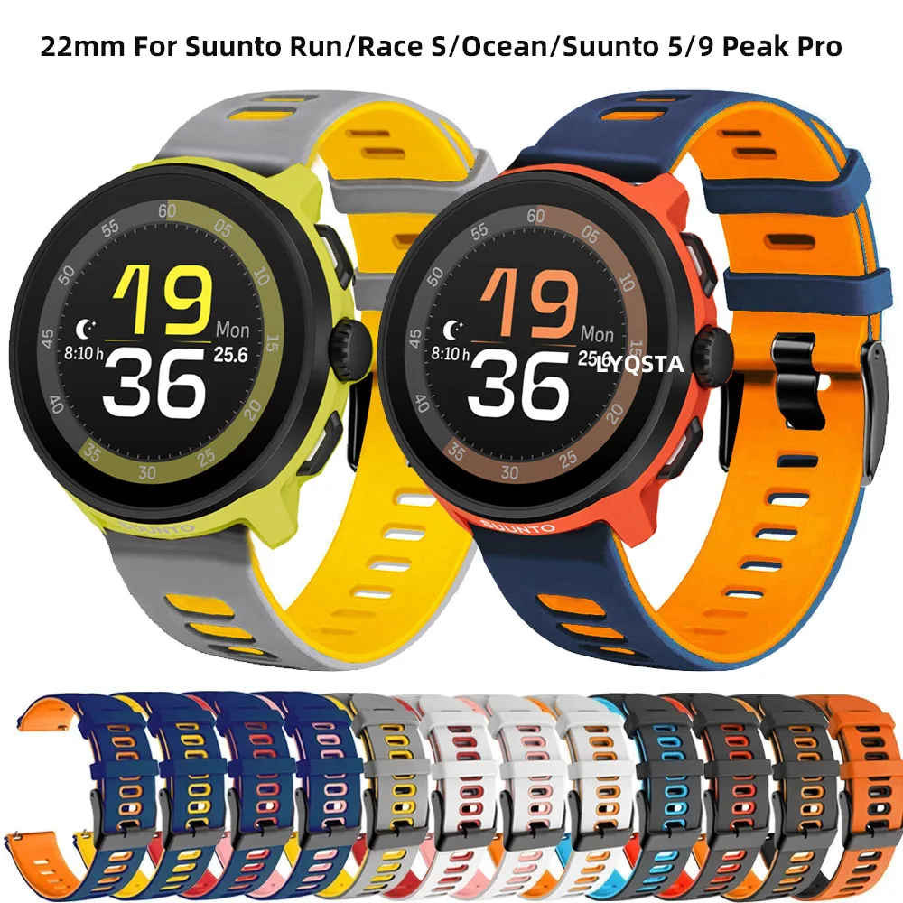 22 مللي متر عرض Smartwatch الفرقة ل Suunto RUN/السباق S/العمودي/المحيط سوار سيليكون استبدال حزام ل Suunto 5 9 الذروة برو