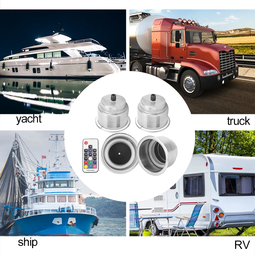 

RGB Cup Holder 12V RGB LED Car Beverage Bottle Cup Holders with Remote Control for Marine RV Truck Marine RV Cup Holder