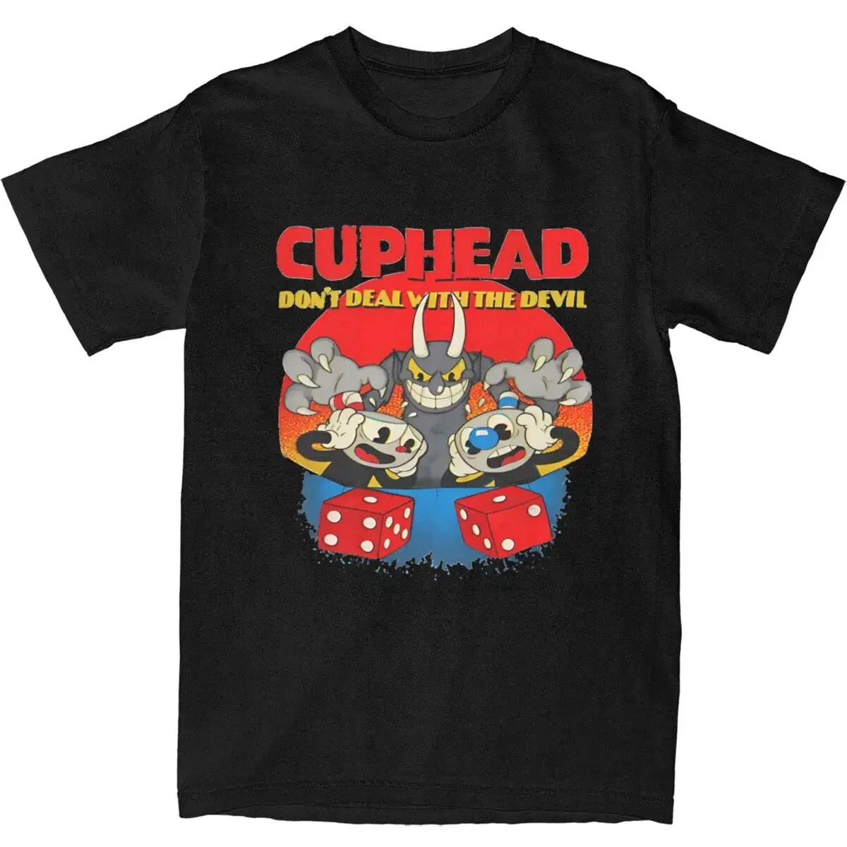 Cuphead Mugman T Shirt Summer Devil Y2K Casual T Shirts Cotton Hippie Tshirt For Men Short-Sleeved Casual Top Tees