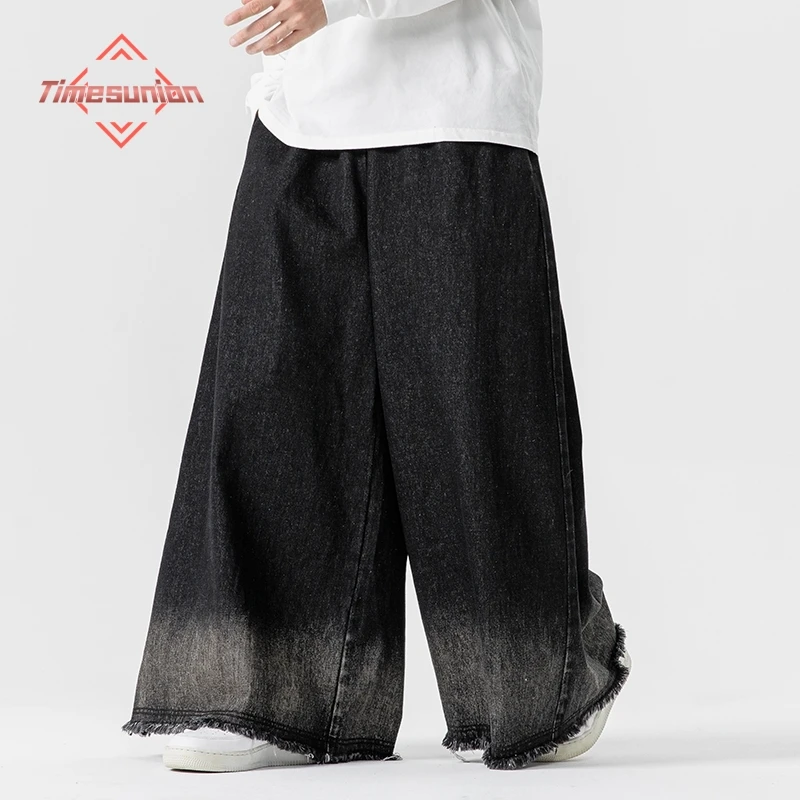 

Мужские осенне-зимние широкие джинсовые брюки в стиле хип-хоп, свободные прямые повседневные джинсы, уличная одежда больших размеров