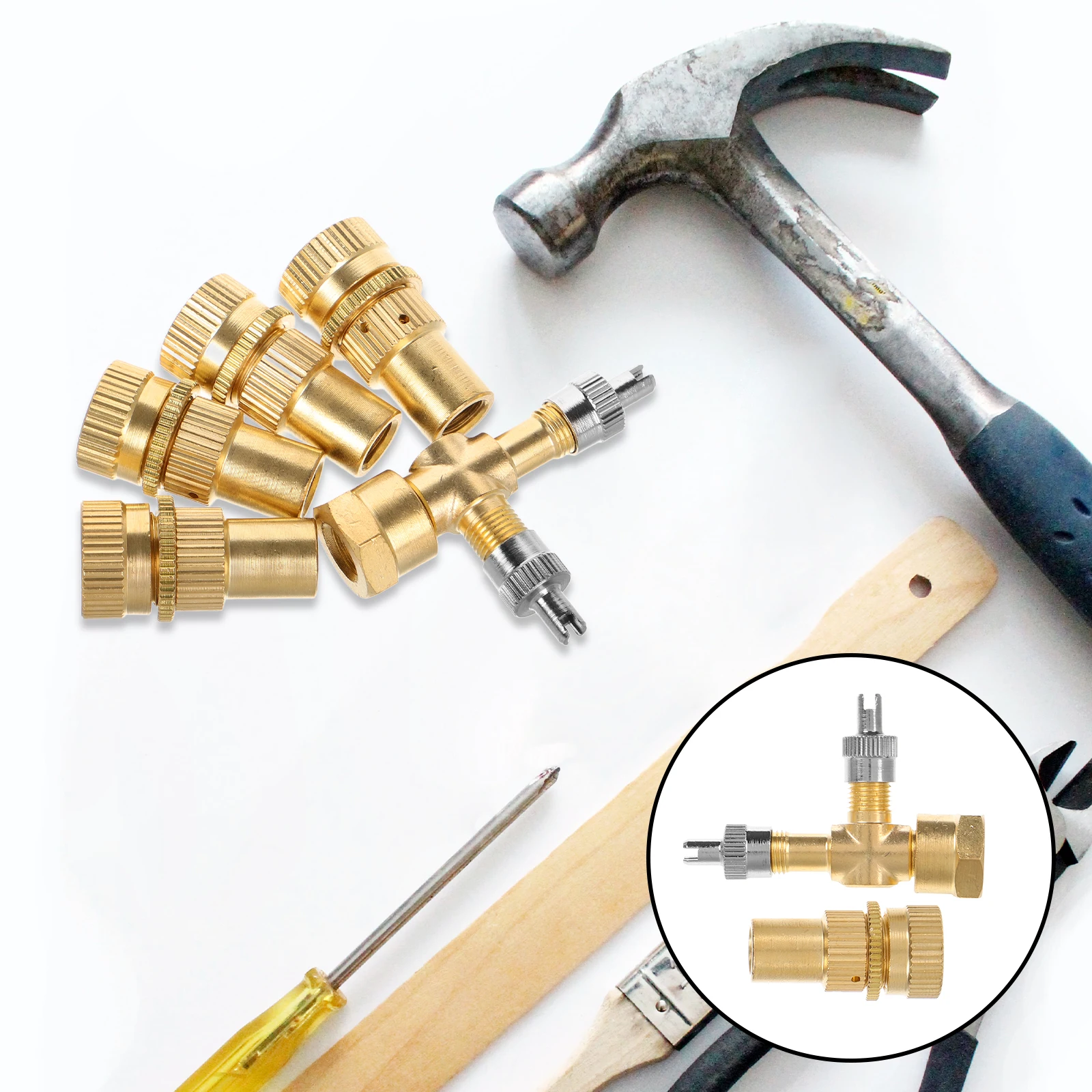 

Integrated Blow Valve Tool Set Aluminum Brake Bleeder Wrench Tire Pressure Release Gauge Durable Car Truck Suv Bike Tire