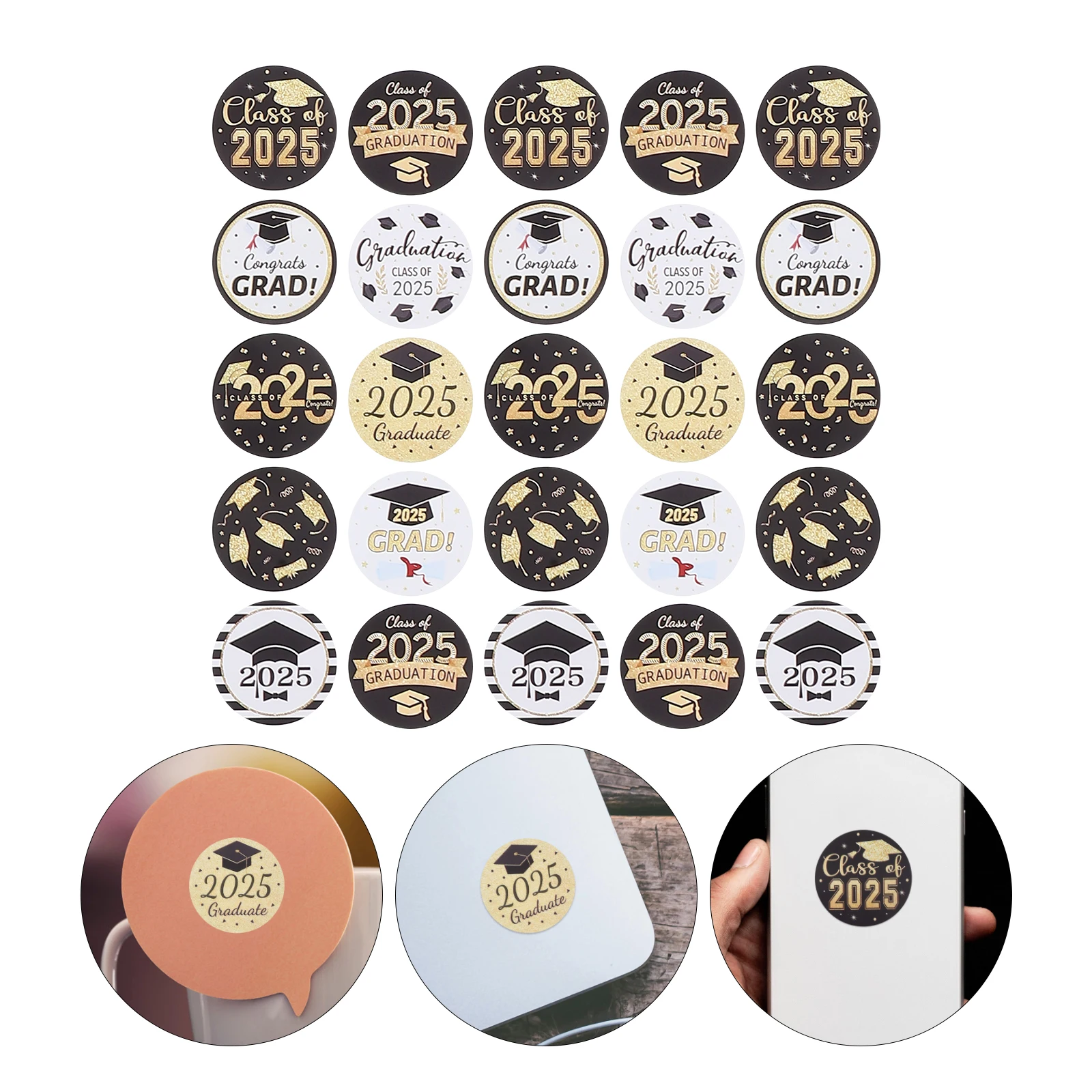 

Graduation Stickers Unique Design Self Adhesive Material Versatile Use Celebration Decor Class of 2025 Party Supplies