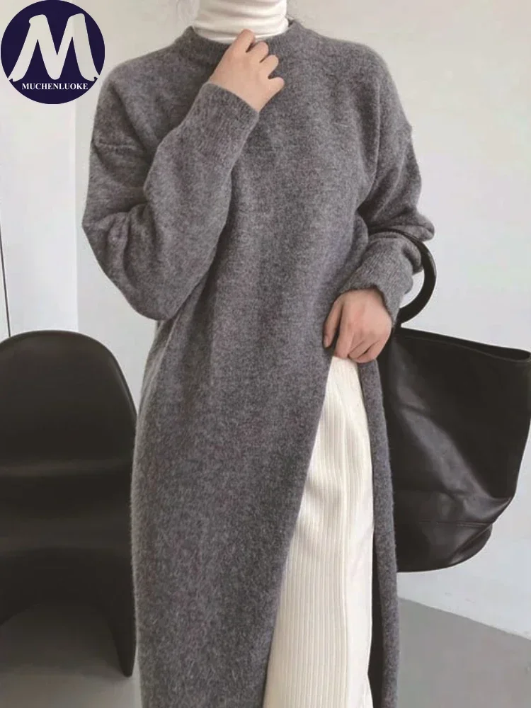 سترات نسائية متماسكة أنيقة وجميلة برقبة دائرية، بلوفرات فضفاضة غير رسمية، ملابس نسائية، موضة جديدة، خريف، شتاء