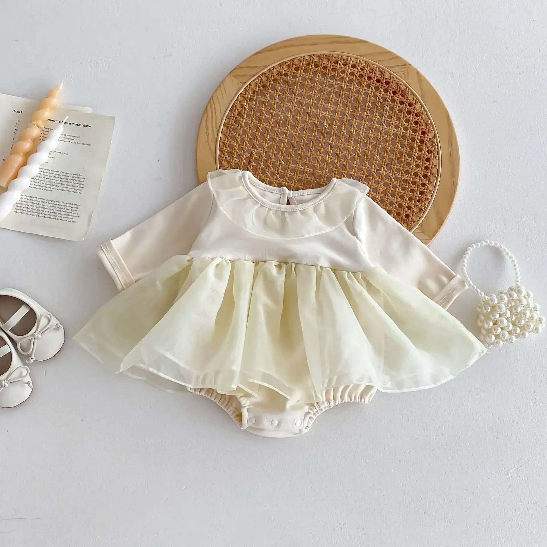 Babys Rompers 2024 New Model Baby Girl Princess Dress Spring and Autumn Period Girl Princess Dress Baby Sweet Rompers