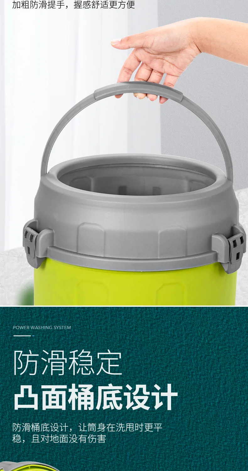 Hand-washing-free single-barrel rotating mop for lazy people household dual-drive mop mop bucket