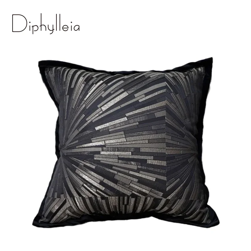 Diphylleia Modern Geometric Cushion Cover Gray Black Milan Fashion Home Decor Mediterranean Living Room Sofa Pillow Case Luxury