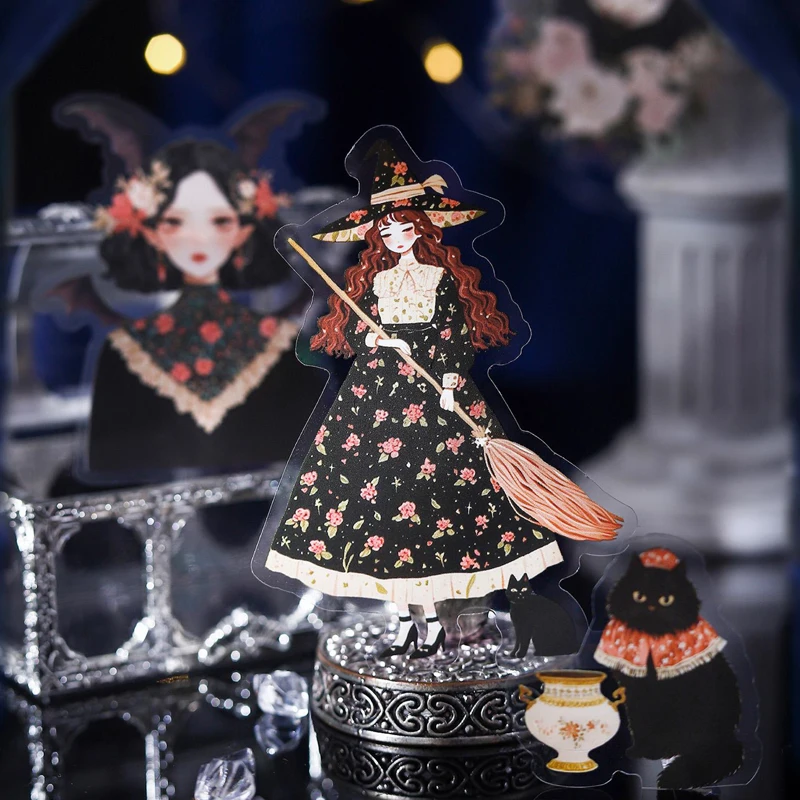 ملصقات 20 ورقة/حقيبة سوداء سحرية ساحرة ذات مناظر طبيعية خلابة كتيب القرطاسية DIY بها بنفسك اليدوية وسجل القصاصات مجلة الديكور #1