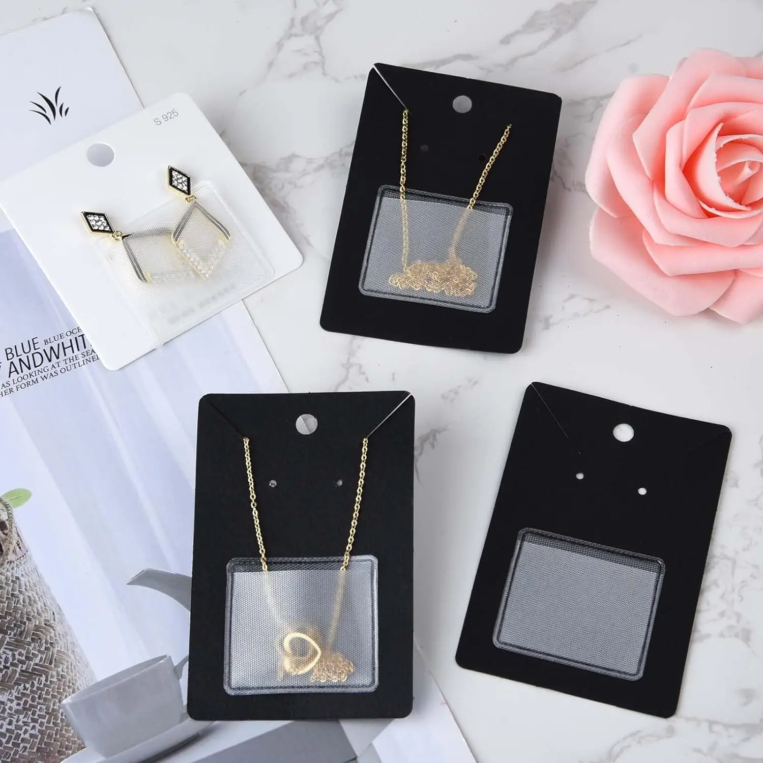 10/50 stücke selbst klebende Halsketten Beutel für DIY Kette Lagerung Display Karten Tasche Schmuck Verpackung liefert Zubehör Ergebnisse – Detail 3