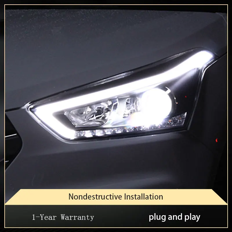 

Фары для Hyundai IX25 Creta 2015 2016 2017, светодиодный обновленный проектор, бифокальные линзы, аксессуары, передняя сигнальная лампа
