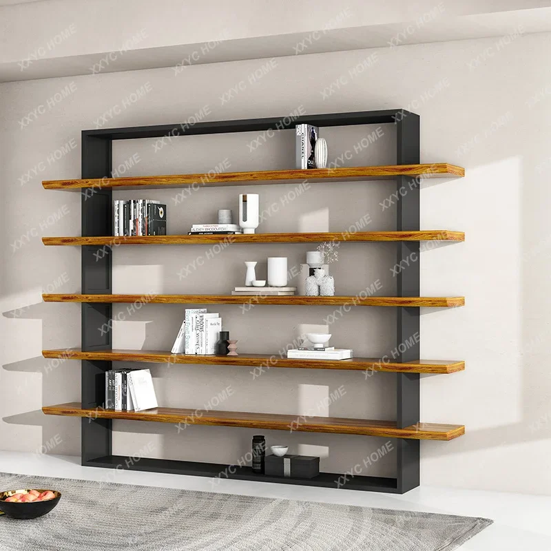 Living Room and Tea Room Shelf Multi-Layer Floor Office Display Bookcase Integrated against the Wall