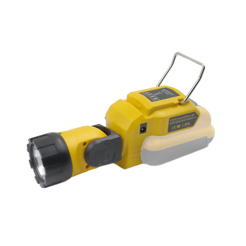 Imagem -04 - Portátil Spotlight Led Luz de Advertência Trabalho Lâmpada Lanterna Usb Carregador para Dewalt Dcb120 10.8v 12v Li-ion Bateria Amarelo