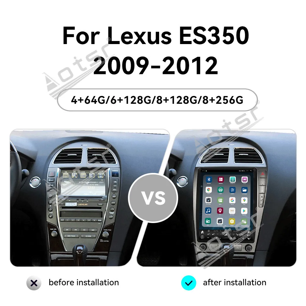12.0 Inch HD Touchscreen GPS Navigation Carplay Car Radio For Lexus ES350 2009-2012 Premium Car Multimedia Upgrade Android 14