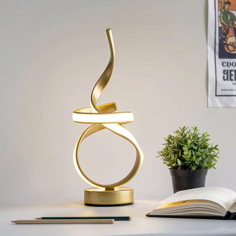 Lámpara de mesita de noche creativa, lámpara de ambiente de lujo de alta gama para dormitorio, lámpara de lectura de estudio, luz nocturna USB