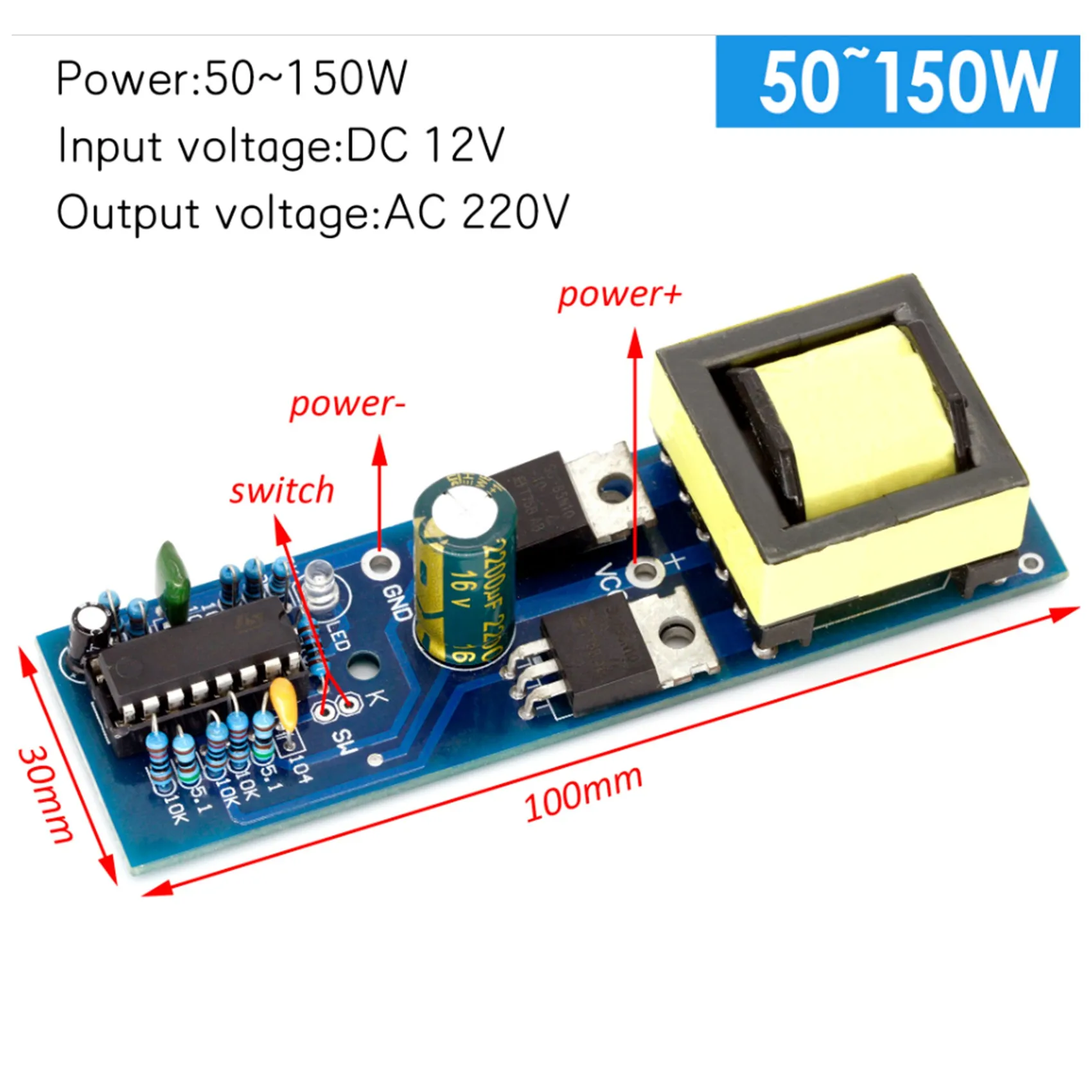Classy-150W Inverter Boost DC-AC Converter Module DC DC 12V To 220V Boost Module Power Inverter