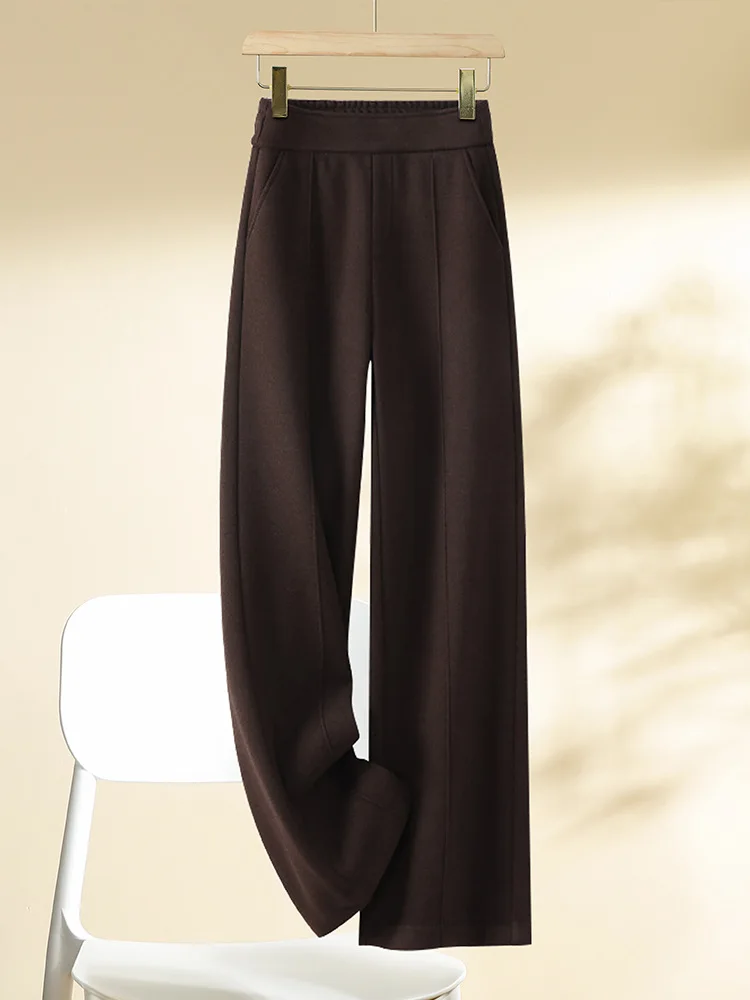 

Cashmere Narrow Straight-Leg Pants for Women, and Winter Draped Woolen Pants, Casual Long Pants