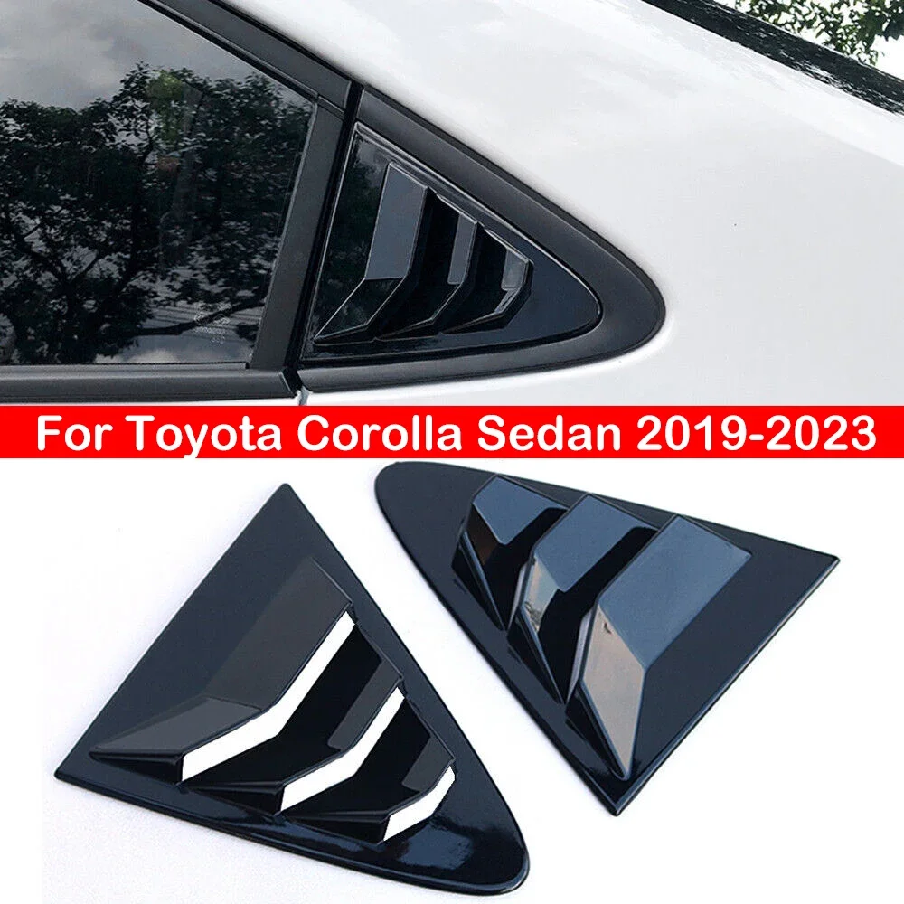 For Toyota Corolla Sedan 2019-2023 Car Rear Louver Window Side Shutter Cover Trim Sticker Vent Scoop ABS Carbon Fiber Black