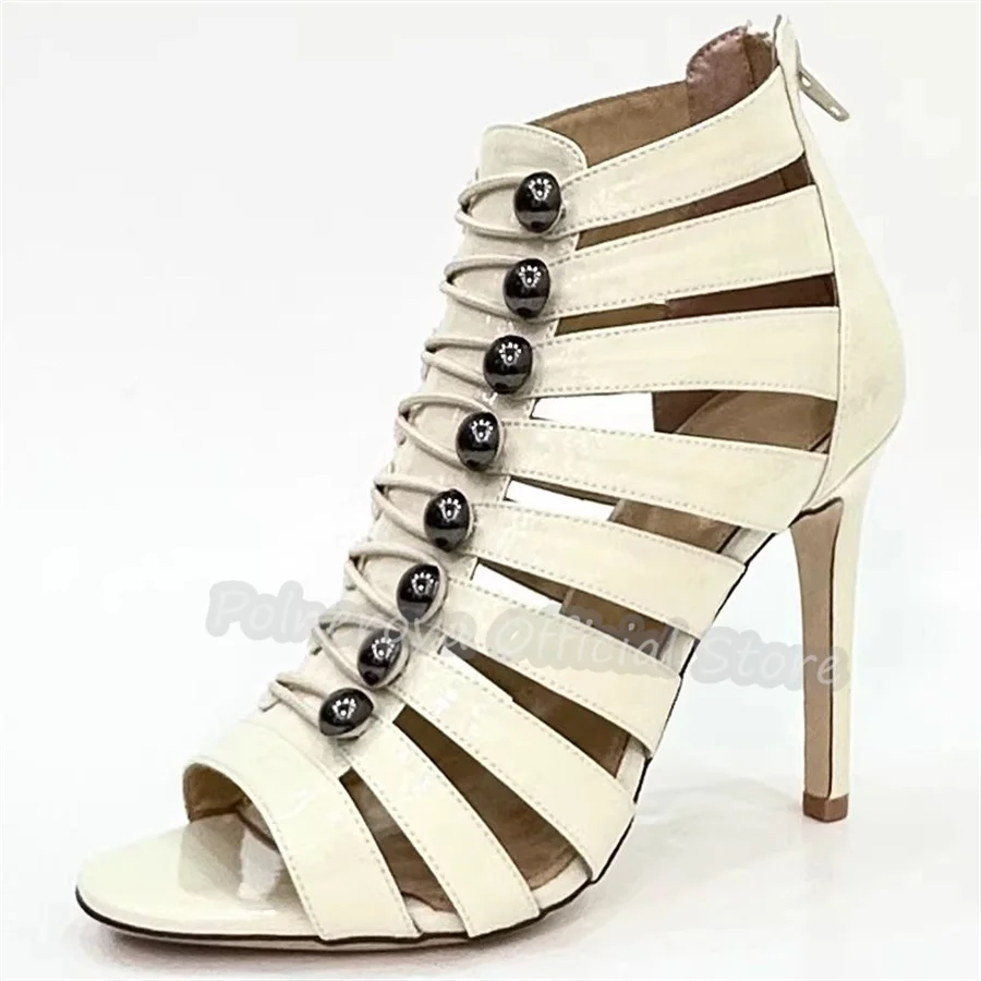 Sexy Hollow-Out Cross-Tied High Top Gladiator Shoes Women Summer Cool Boots New Fashion Peep Toe High Heel Party Dress Pumps