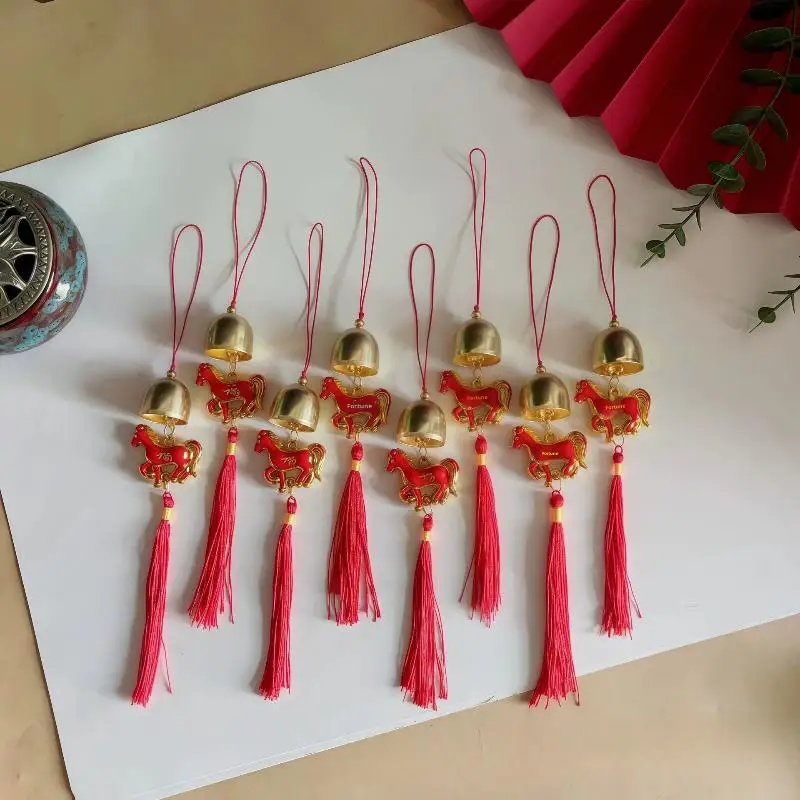 2026 Year Of Horse Wind Chime Pendant Long Rope Ornaments For Door Car Home Decor Lucky Charm Hanging Decoration