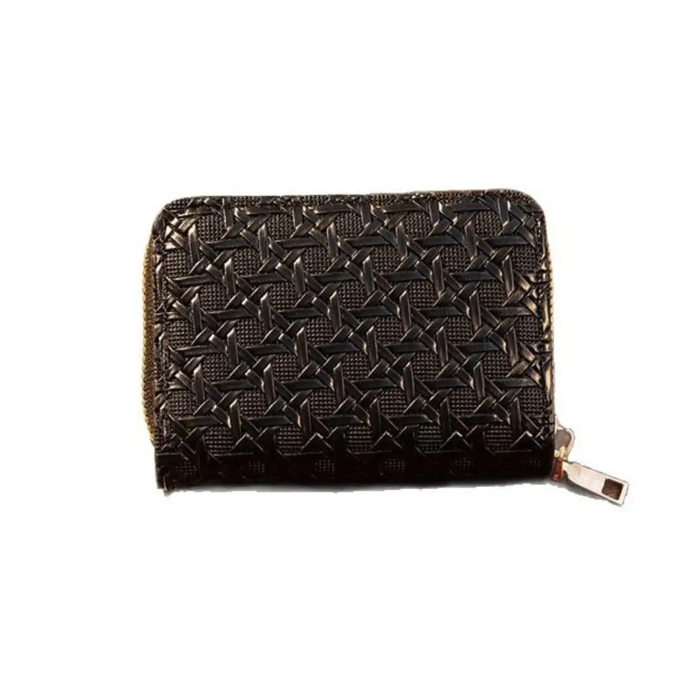 جديد 11 فتحة سستة حامل بطاقة بولي Leather الجلود مقاوم للماء حامل بطاقة الائتمان رقيقة جدا المنسوجة نمط محفظة صغيرة استخدام الأعمال