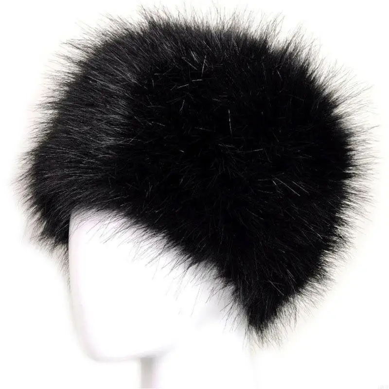 Chapéu feminino preto pele raposa falsa, chapéu russo inverno mais quente, boné Ushanka Cossack Ski