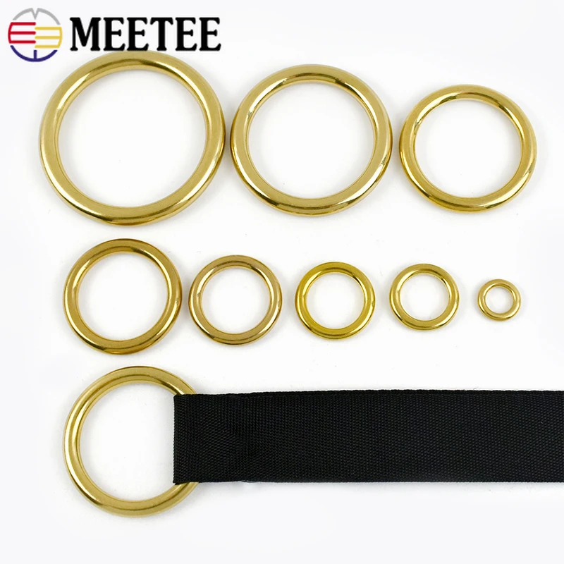 

2/5Pcs Meetee 13-51mm Solid Brass Buckle Seamless O Ring for Keychain Belt Rings Hook Pet Collar Buckles DIY Hardware Accessory