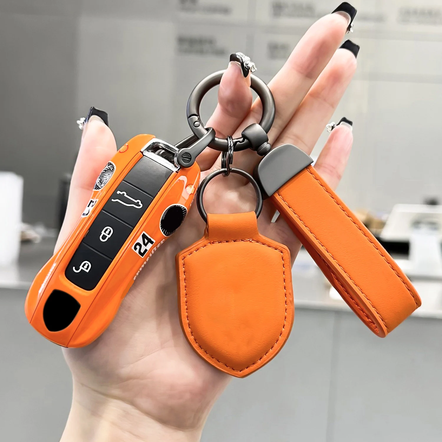 

Car Multiple Painting Lava Orange Remote Key Case Replace Cover For Porsche Cayenne Panamera 911 Macan 718 Boxster Cayman Taycan