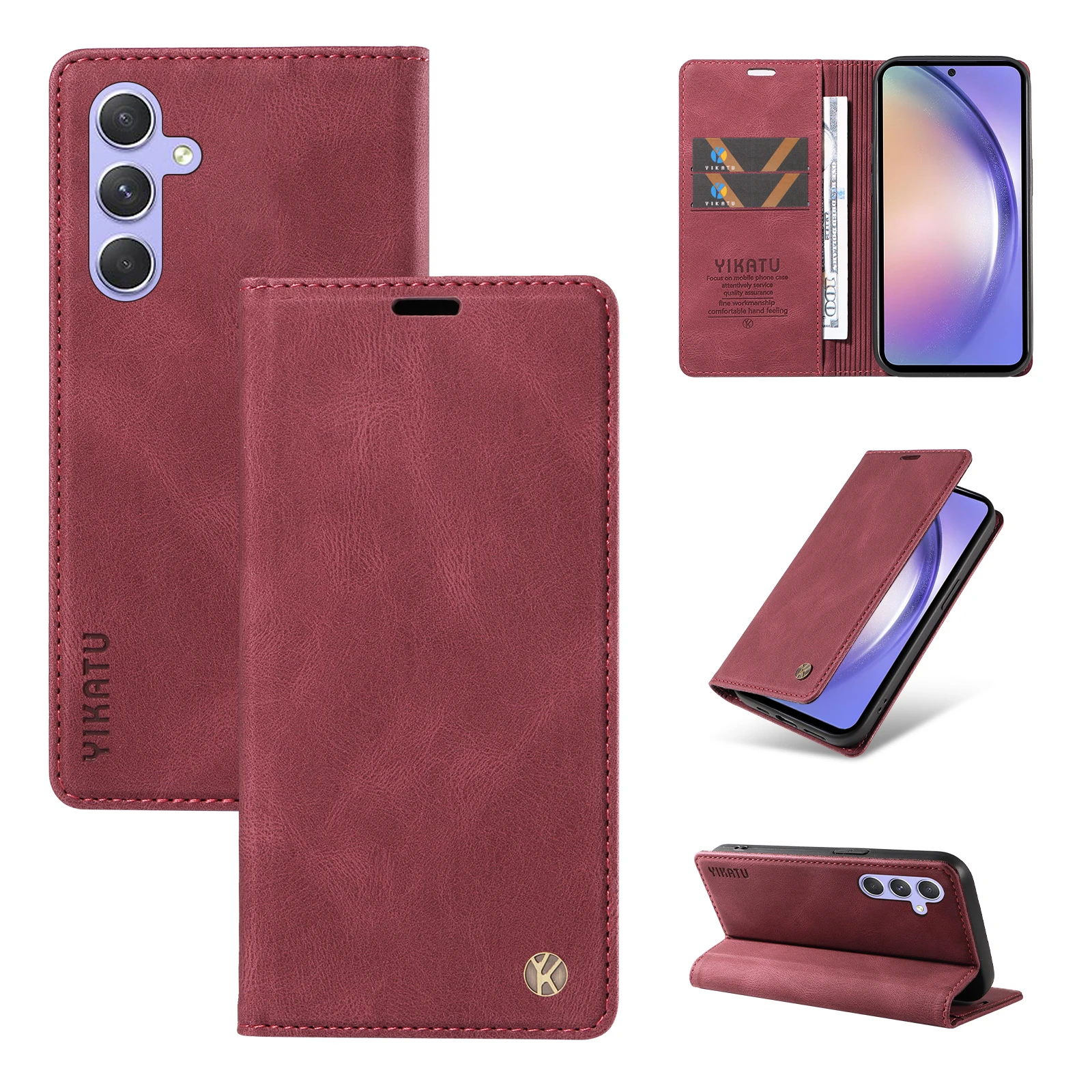 

Luxury Leather Wallet Phone Cover for Samsung Galaxy A53 5G/A73 5G/A42 5G/A25/A25 5G Business Credit Card Slot Silicone Cases