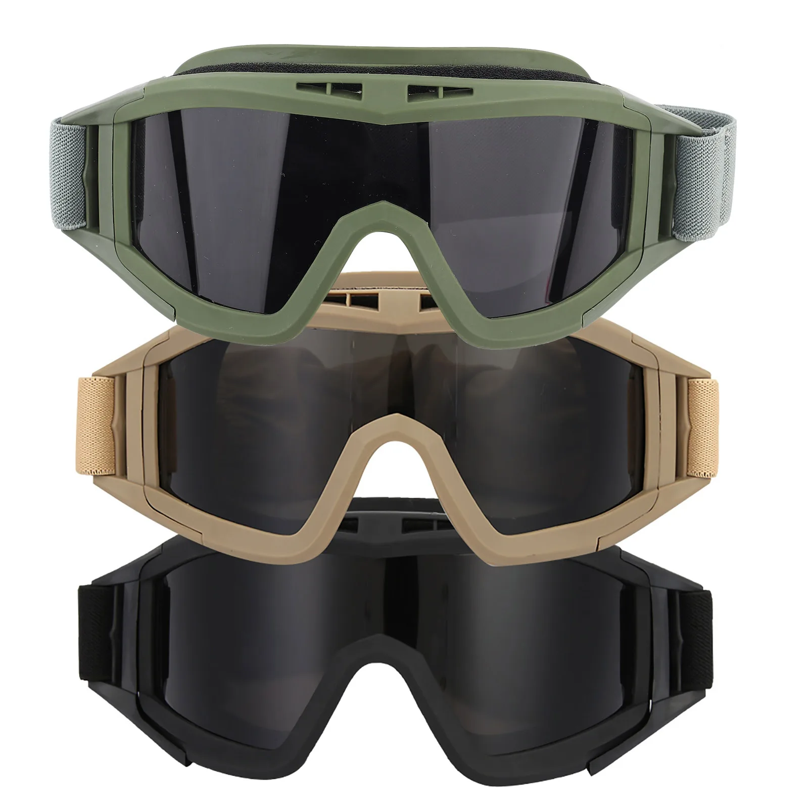 

Military Standard Goggles Ergonomic Polycarbonate Lens with 2 Extra Lenses (3 Colors) Adjustable Buckles Comfor