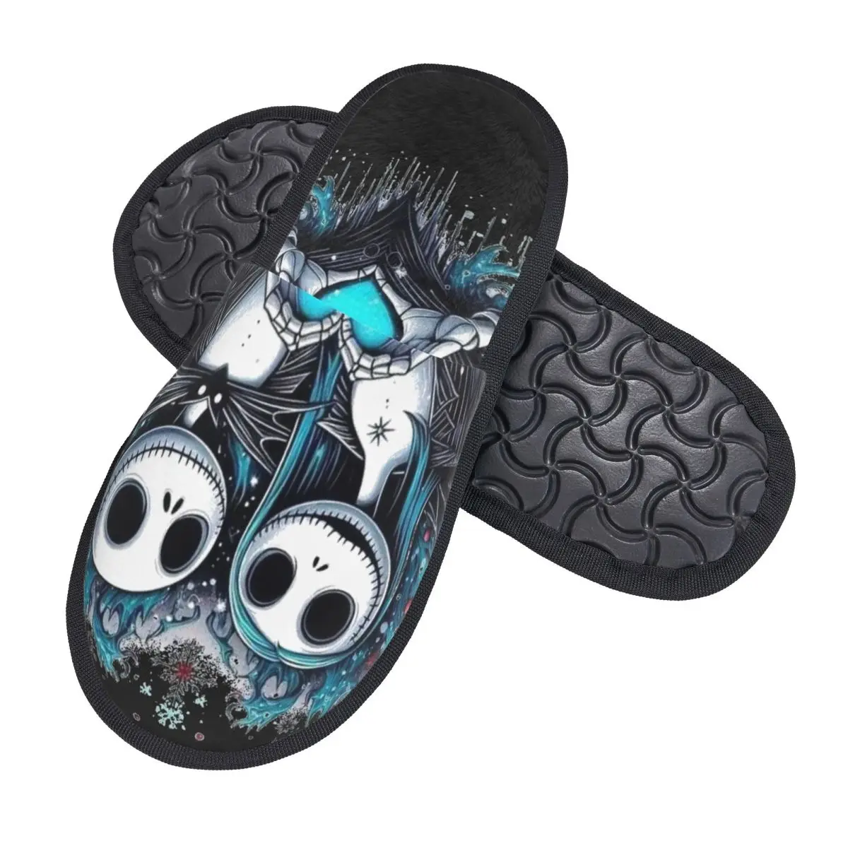 مخصص الكابوس قبل عيد الميلاد شبشب منزل النساء مريح رغوة الذاكرة القوطية جاك Skellington الانزلاق على سبا النعال الأحذية #2