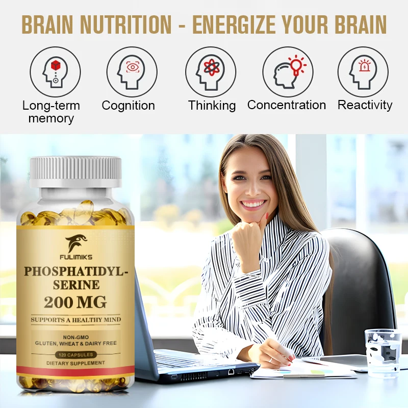 60/120 PCS Phosphatidylserine Capsules, Brain Boost - Premium Nootropic Supplement for Memory & Focus