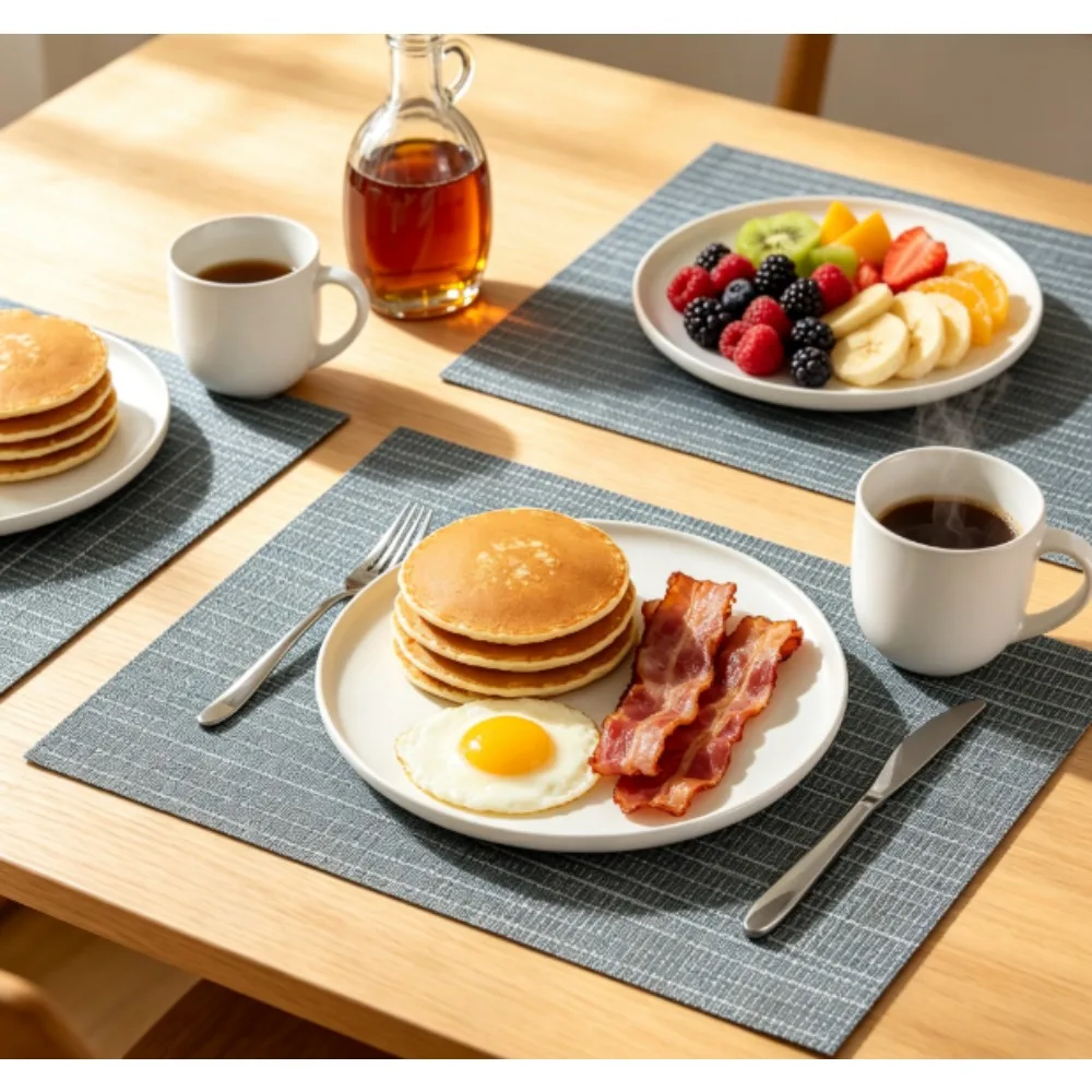 (2-pack) Mainstays Ciclo Woven Vinyl Table Mats, Storm Color, 13 inches x 18 inches