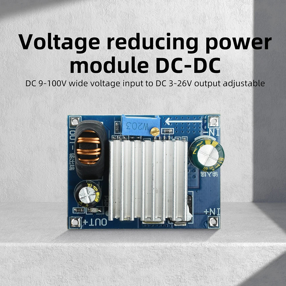 DC-DC Buck Step-Down Converter Module 9-100V Wide Voltage Input to 3-26V Output with Heat Sink for Solar Industrial Equipment