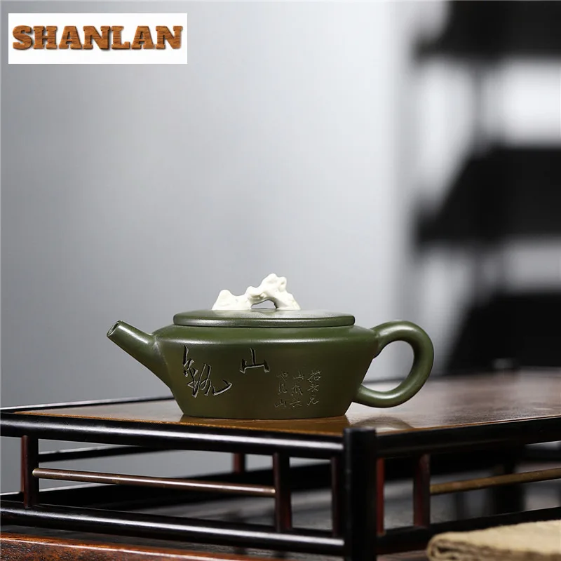 100ml Luxury Yixing Purple Clay Teapots Handmade Taihu Lake Stone Pot Raw Ore Emerald Green Mud Kettle Chinese Zisha Teaset Gift