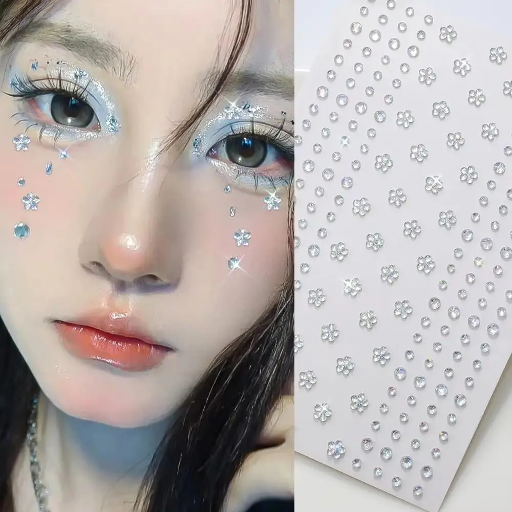 Mini Flowers Face Makeup Faux Diamond Stickers
