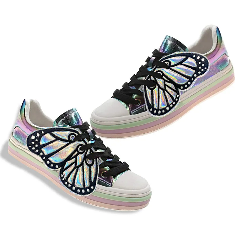 Lovely Girls Shoes Sneaker Iridesent Butterfly Wings Shoes Accessories Flying Skating Shoe Wings Sports Shoes DIY Decorations