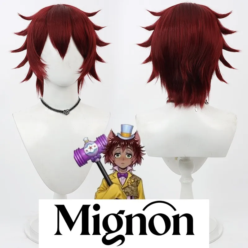 

Twisted Wonderland Gidel / Nagamine Yuki cosplay wig wine red spiky hair Halloween gift