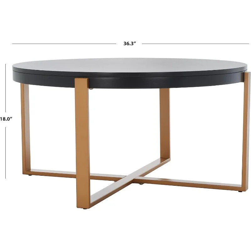 Home Collection Navya White Washed/Gold Round Coffee Table COF6207A