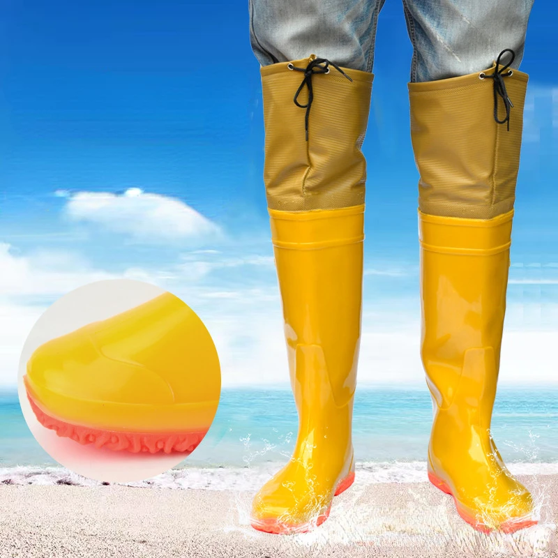 Women Men Fashion Waterproof Soft Rain Boots Unisex Outdoor Fishing Transplanting Rainboots Water Shoes Wellies Over-the-Knee