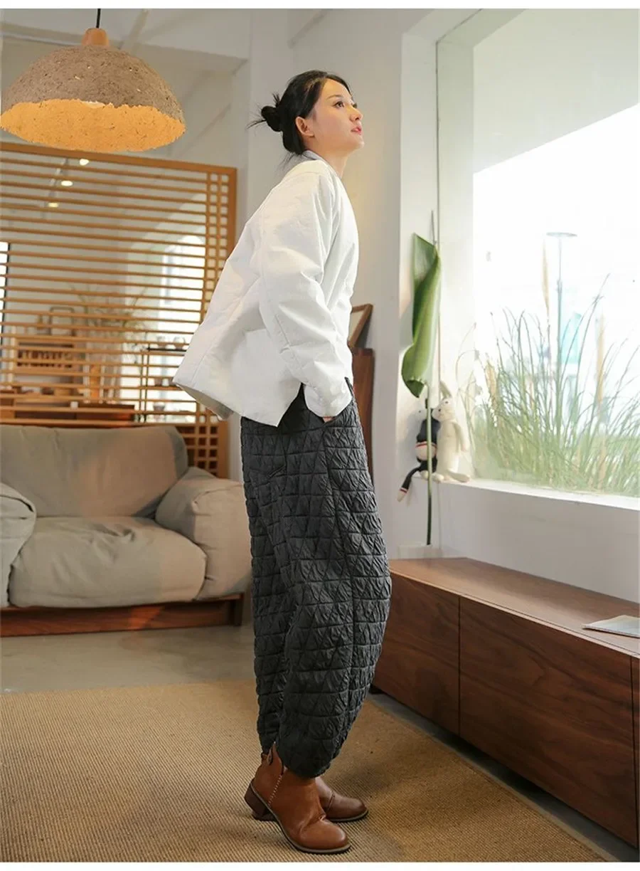 Thicken Warm Quilted Cotton Bloomers Pants Casual Winter Womens Pantalones High Waist 5xl Harem Joggers