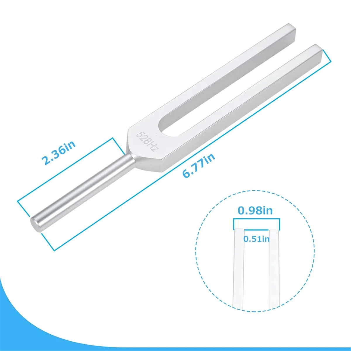528 Hz Tuning Fork, Silver Solfeggio Tuning Forks 528 Hz for Musical Instrument, Meditation, Relaxation Vogue