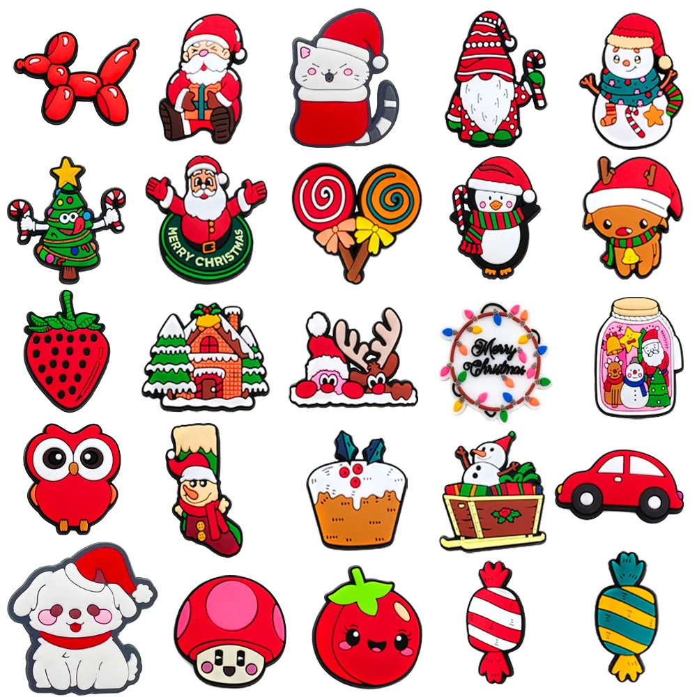 New 1pcs Lovely Christmas Tree Shoe Charms DIY Clog Shoe Aceessorie Fit Sandals Decorate kid X-mas Gifts