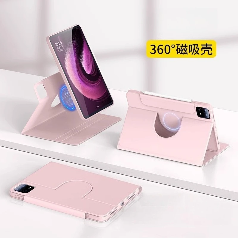 Tablets Case For Xiaomi Pad 7S Pro 2025 360 Rotation Acrylic Back Cover with Pencil Holder For Xiaomi Pad 6S Pro Case 12.4inch