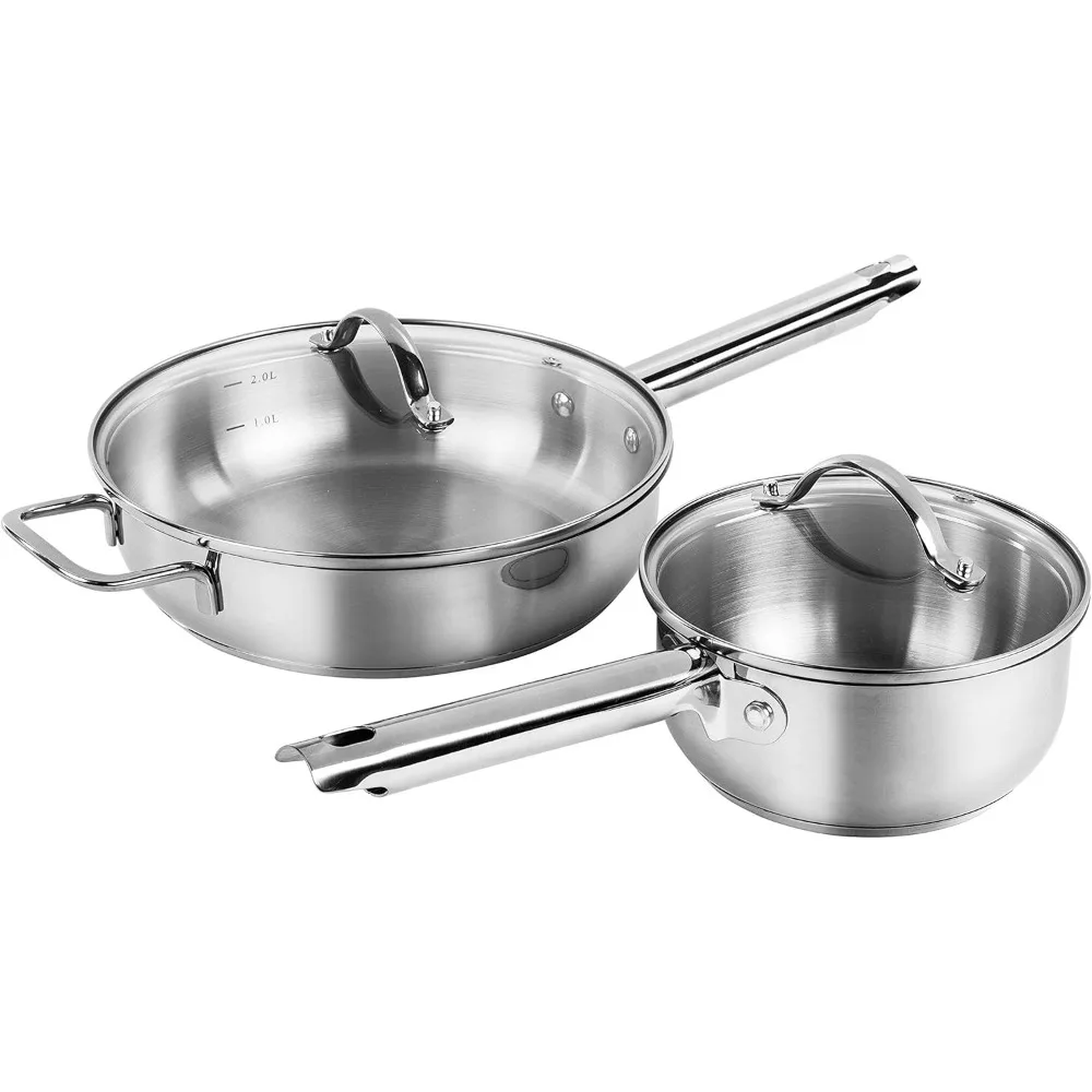 Набор индукционной посуды из нержавеющей стали от Karcher Jovita: кастрюли, сковороды и кастрюли из 10 предметов со стеклянными крышками