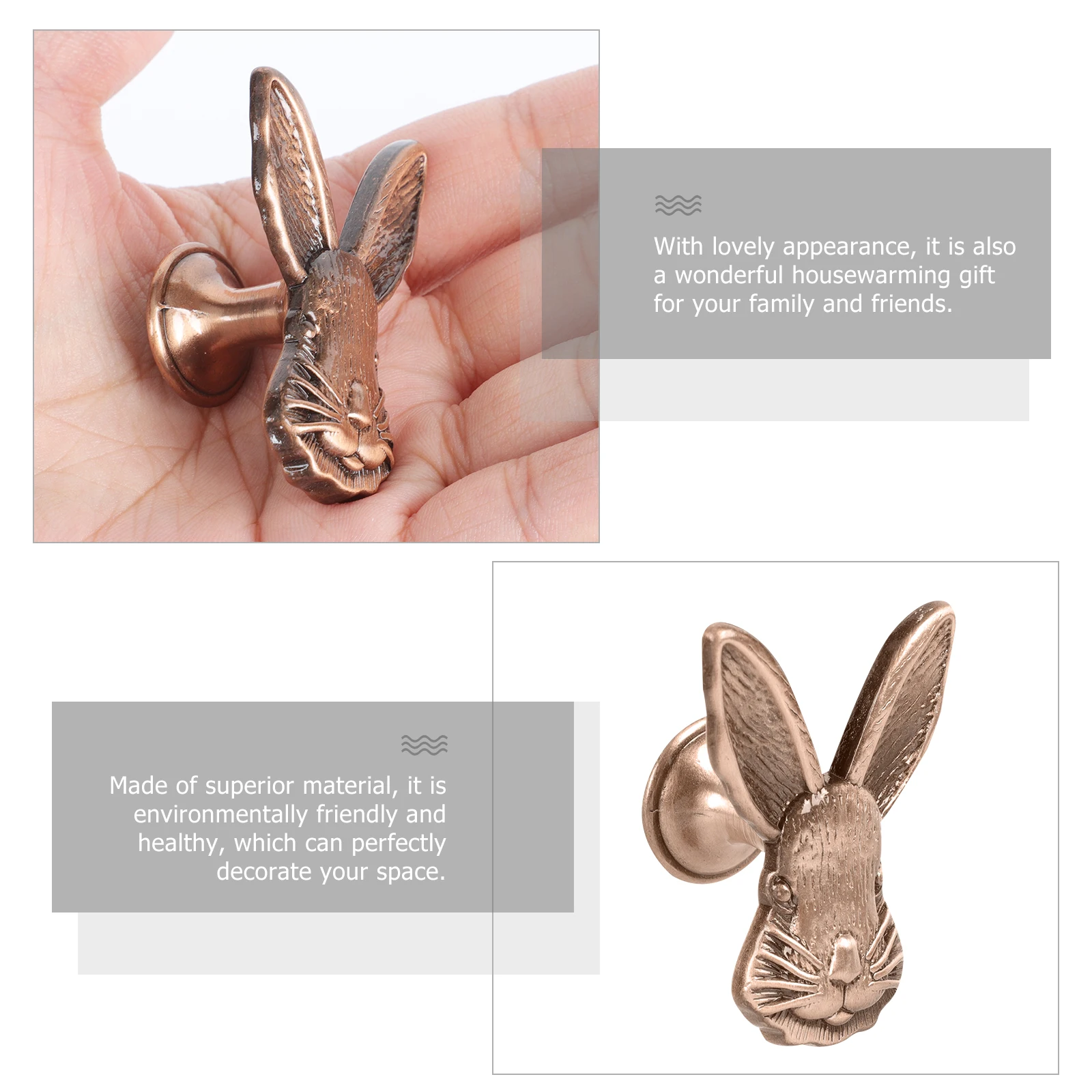 2pcs Rabbit Shaped Drawer H Cabinet Knob Furniture Accessory Smooth Decorative Wardrobe Hardware