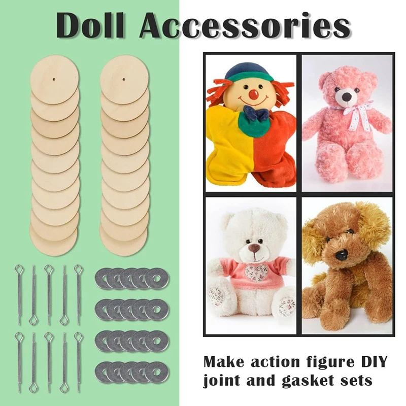 FBIL-10 Sets Doll Joint Connectors Cotter Pin Joints And Wooden Fibreboard Disks Movable Engage Bolt Dolls Accessories