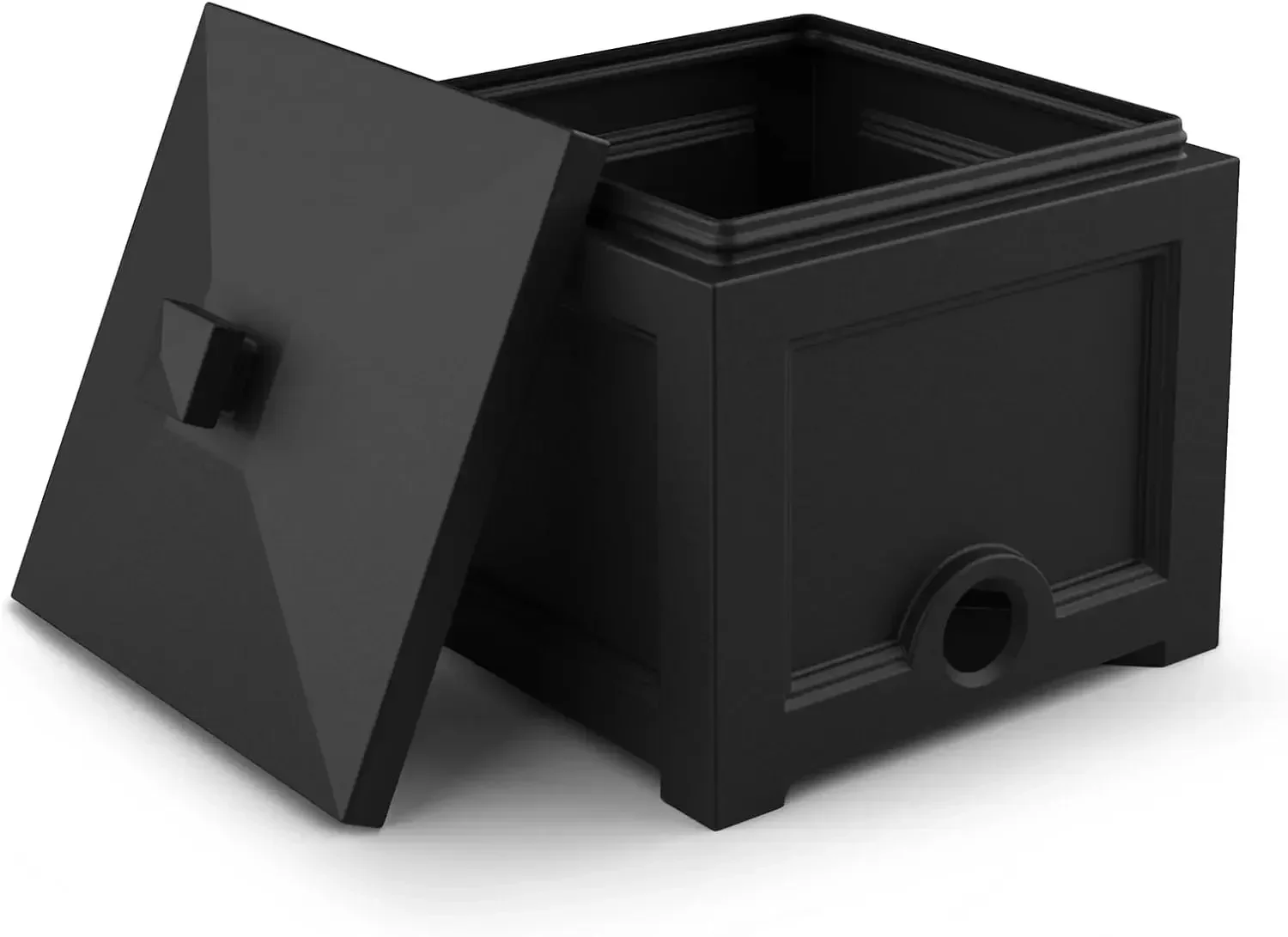 Mayne Fairfield Garden Hose Bin - Black - 17in L x 17in W x 18in H - Holds up to 100 ft. of standard garden hose (5858-B)