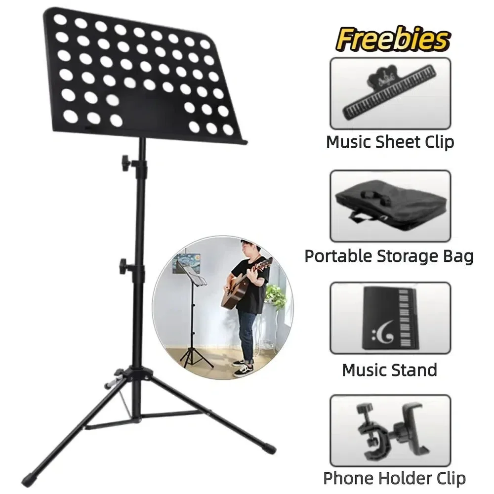 

Подставка для нот с регулируемой высотой и сумкой для переноски Портативный держатель для музыкальных книг Складной прочный держатель для нот