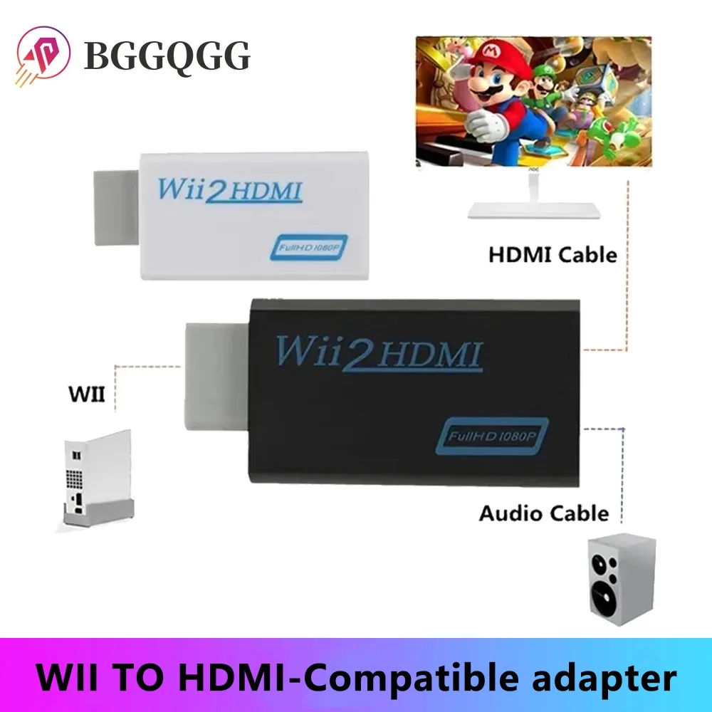 

BGGQGG Wii to HDMI Converter 1080P Converter For Wii to HDMI with 3.5mm Audio for PC HDTV Monitor Display Converter