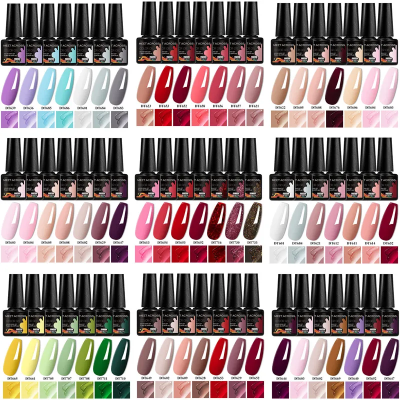 

7pcs Gel Nail Polish Set HEMA Free 7.3ml Red Pink Winter Colors Semi Permanent Soak Off UV Gel Varnish Nail Art Decoration DIY