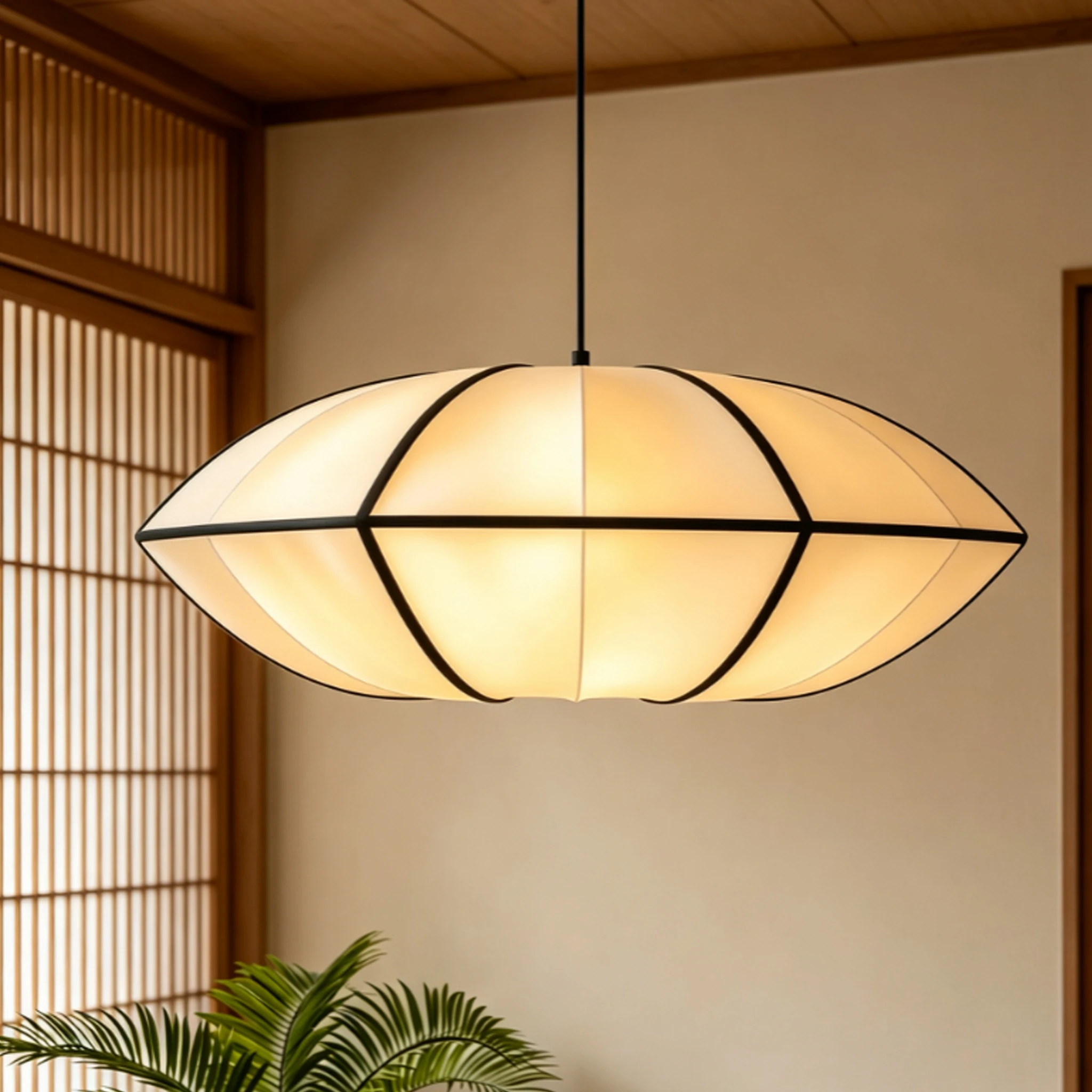 Lampa wisząca z tkaniny Wabi-sibi, lampion LED, żyrandol do salonu, jadalni, sypialni, kuchni, nad wyspę, dekoracja domu